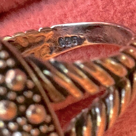 Tigers Eye Sterling Silver Oval Ring With Ornate Band & Beaded Detailing Size 6 - Picture 7 of 16